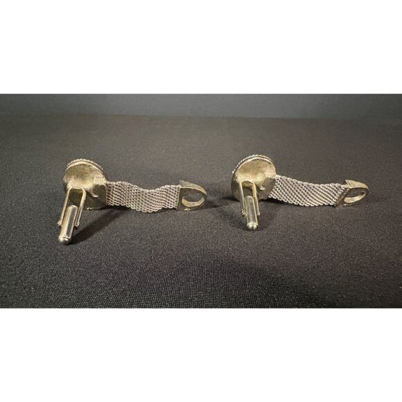 Vintage Delft Swank Nautical Blue Porcelain Sailboat Cufflinks Silver Tone Oval - Picture 7 of 13